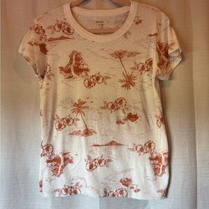 Madewell Cream and Rust Scenic Print Tee